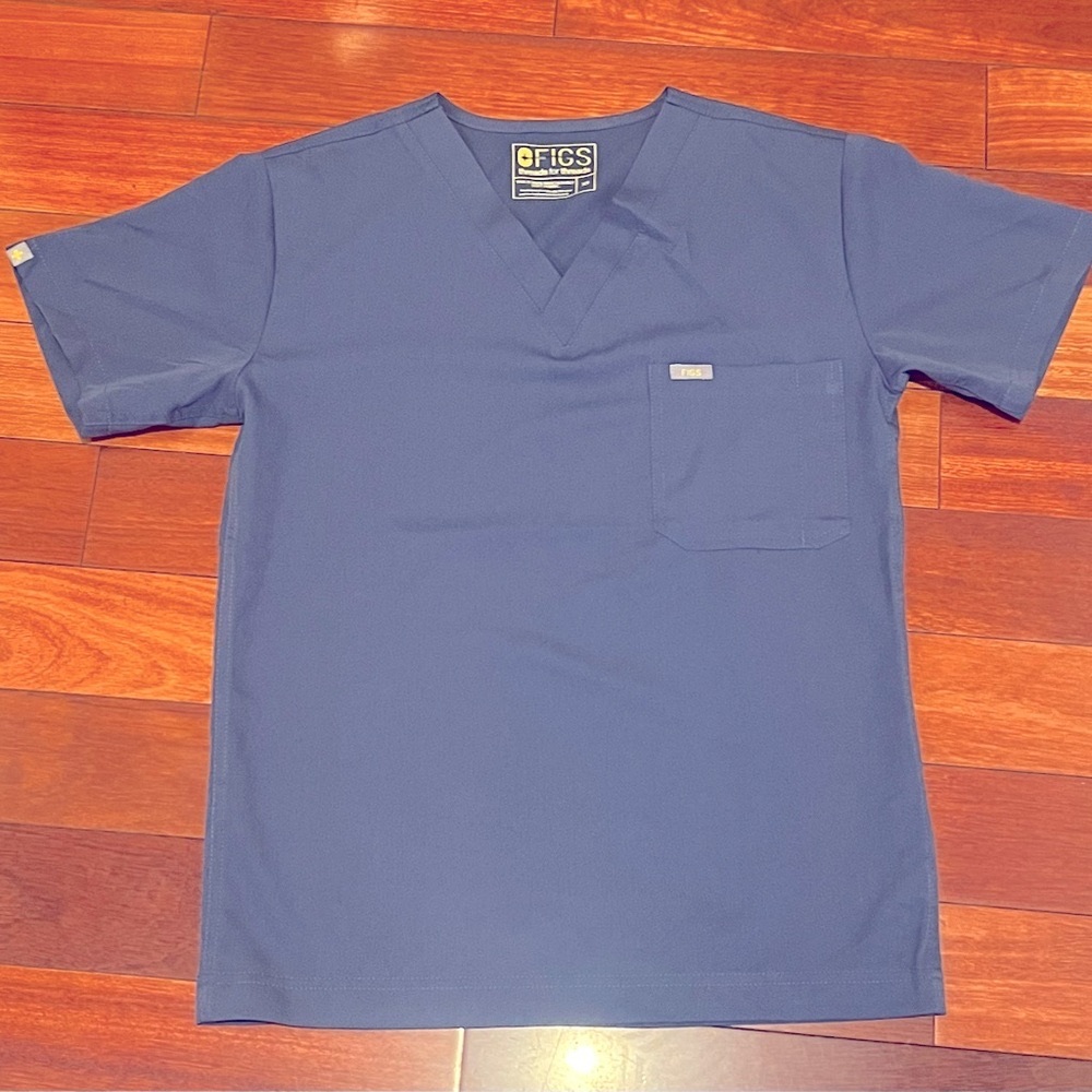 Unisex Figs Gray Blue XS Scrub Top